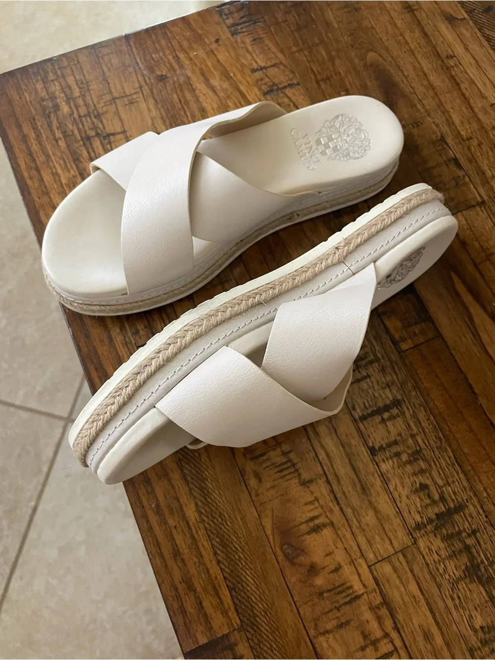 Vince Camuto Off-White Crisscross Slide Espadrille Flatforms